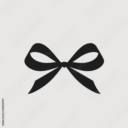 Black bow ribbon knot decoration gift present mourning funeral elegant satin design graphic vector art silhouette