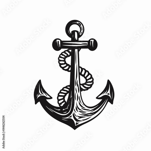 Anchor nautical rope graphic sea ocean marine maritime ship boat symbol voyage naval travel design element silhouette