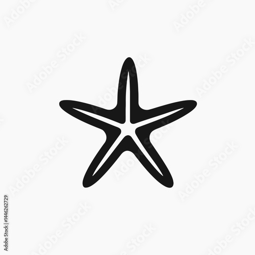 Starfish icon black silhouette marine life ocean sea animal summer symbol graphic illustration design vector