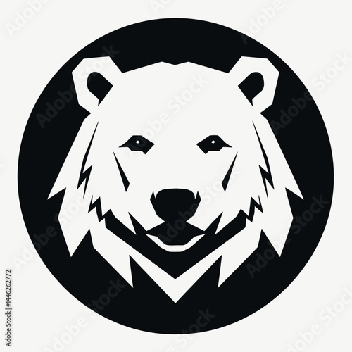 White bear polar bear animal mammal predator wildlife arctic face head portrait logo design illustration art silhouette