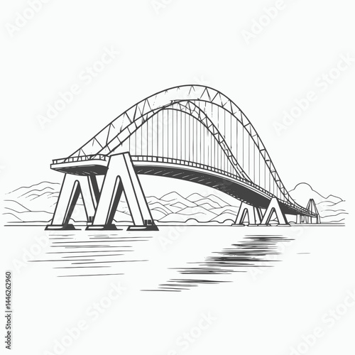 Bridge illustration structure architecture arch suspension drawing design travel landmark cityscape outline silhouette