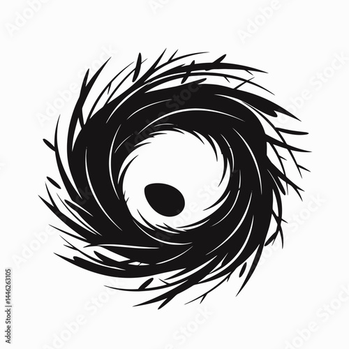 Nest egg bird nest eggs nature wildlife animal spring easter nestling avian black and white vector art silhouette