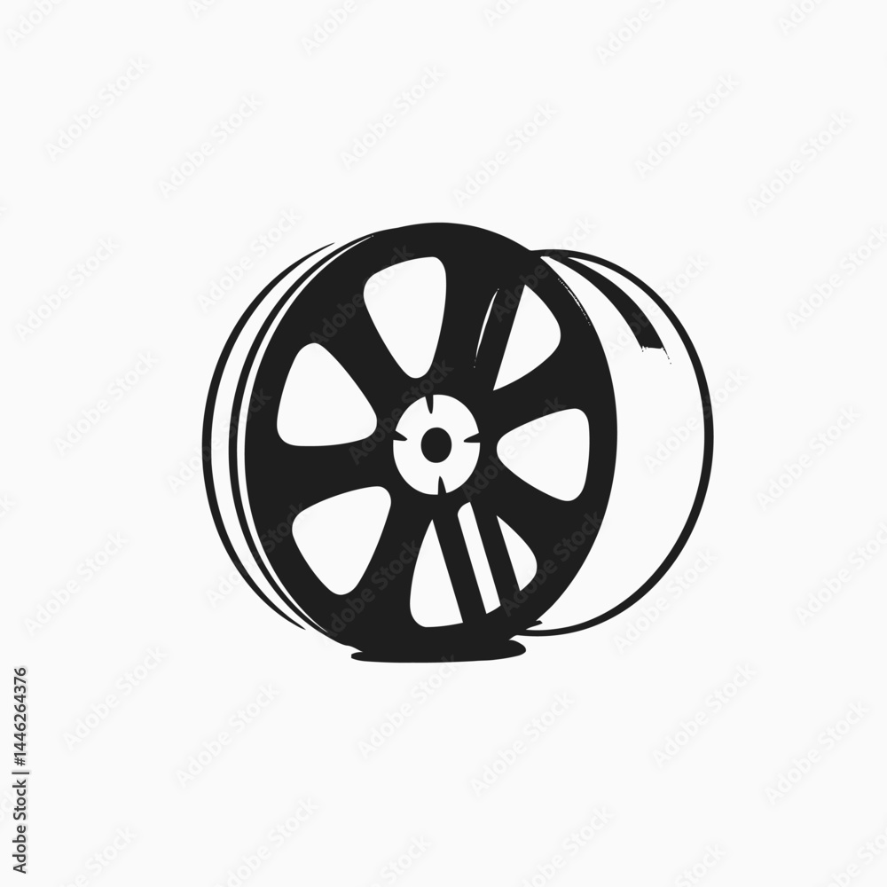 Fototapeta premium Film reel movie cinema entertainment industry media production filmmaking video tape roll studio silhouette