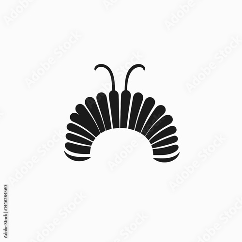 Black white vector insect bug caterpillar antenna design graphic illustration pattern nature animal silhouette