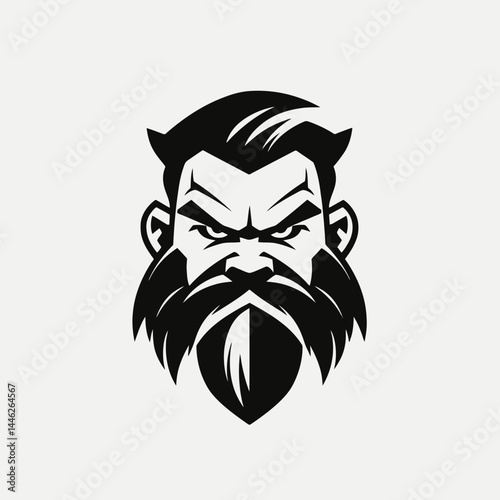 Bearded man face illustration vector graphic design art avatar character portrait strong bold masculine black white silhouette