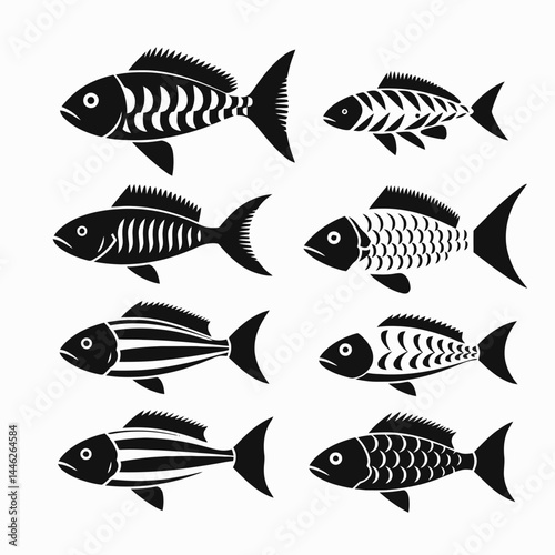 Fish vector illustration fishes seafood ocean animal marine aquatic silhouette graphic symbol design icon art