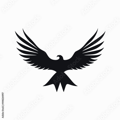 Black eagle silhouette vector illustration bird flying wings spread freedom tribal tattoo graphic art