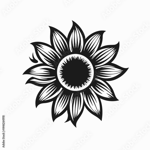 Sunflower floral flower vector illustration design art graphic nature plant blossom bloom petal black and white silhouette