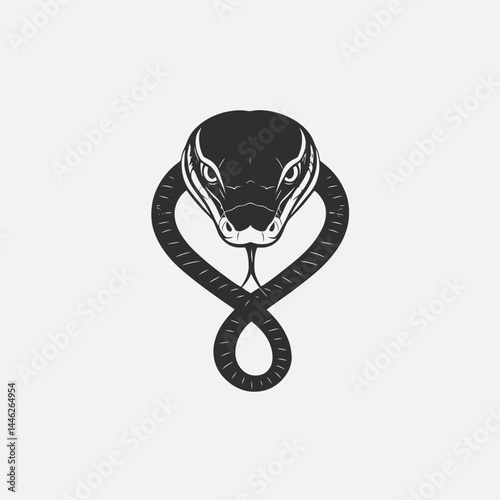 Cobra snake head illustration black and white drawing venomous reptile serpent danger animal wildlife design silhouette