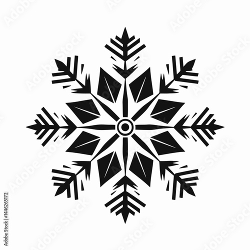 Snowflake winter christmas snow ice crystal frost design holiday decoration season cold frozen vector art silhouette