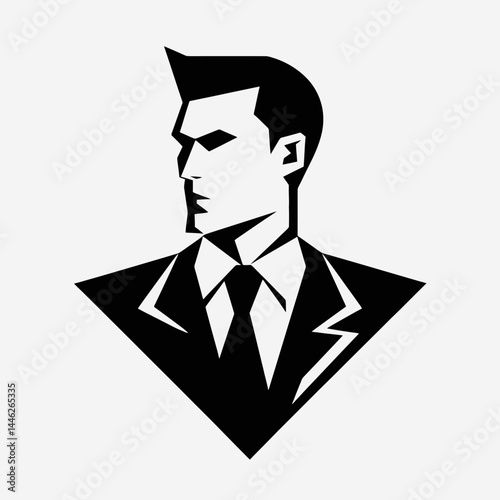 Man portrait suit tie businessman silhouette professional executive formal vector graphic art