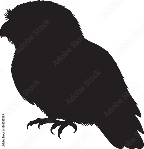 Tawny Frogmouth Vector Silhouette