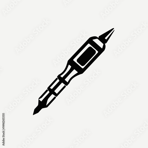 Soldering iron tool equipment electronic repair technology circuit board component black white vector design silhouette