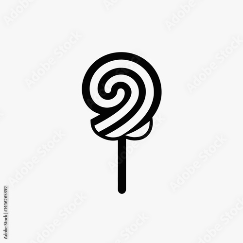 Lollipop candy sweet treat spiral swirl black white graphic design illustration vector confectionery silhouette