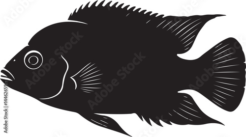 Uaru Cichlid Vector Silhouette
