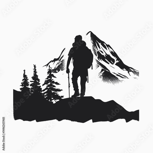 Silhouette hiking mountain adventure outdoor nature travel trek backpacking landscape scenery peak climb view