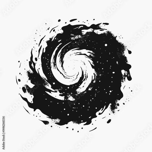 Black hole galaxy space nebula cosmos universe swirl abstract energy vortex astronomy artistic illustration silhouette