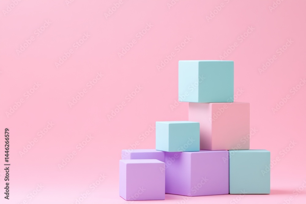 Pastel Cubes Arranged In A Balanced Stack Pastel Cubes Arranged In A Balanced Stack
