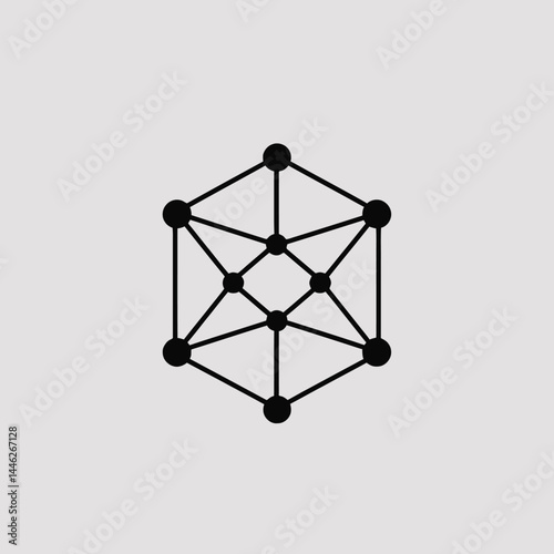 Geometric shape abstract design connection network cube structure lines dots technology concept art modern silhouette