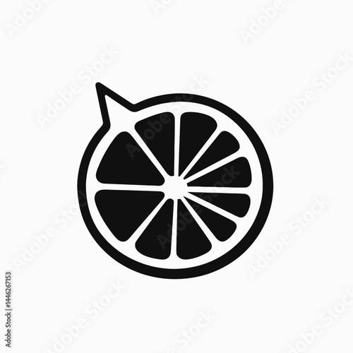 Black citrus fruit slice icon vector illustration design graphic logo template fresh juicy healthy vitamin c food 100 silhouette