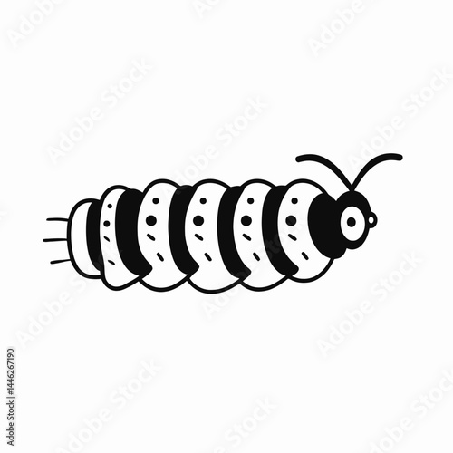 Caterpillar insect bug larva worm nature animal wildlife garden pest crawly creepy black and white doodle drawing silhouette