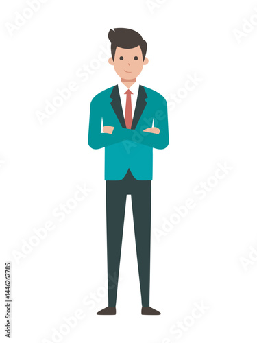 Confident businessman standing with crossed arms