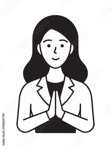 Businesswoman listening carefully with clasped hands