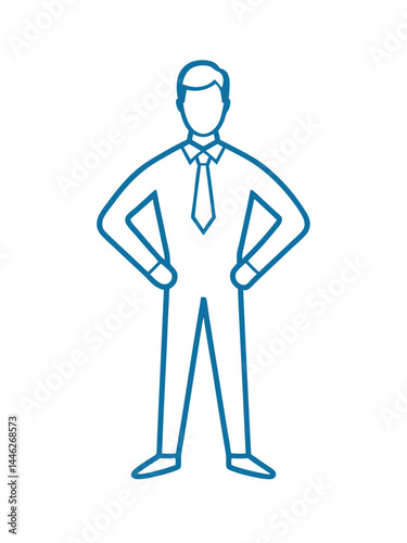 Businessman standing firmly with hands on hips