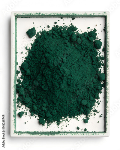 dark green pigment powder frame border isolated on white or transparent png
