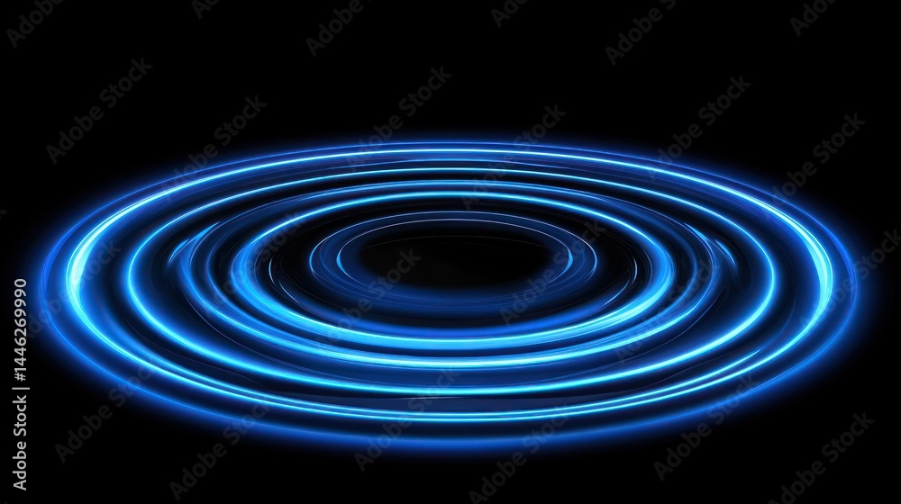 Glowing blue concentric circles create a mesmerizing vortex effect Glowing blue concentric circles create a mesmerizing vortex effect