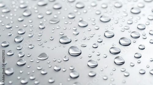 Wallpaper Mural Water droplets glisten on a smooth and silvery surface Torontodigital.ca