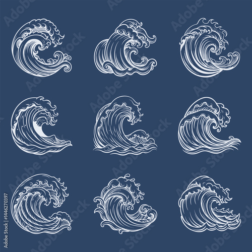 Tidal Wave Silhouette Illustration, cartoon illustration
