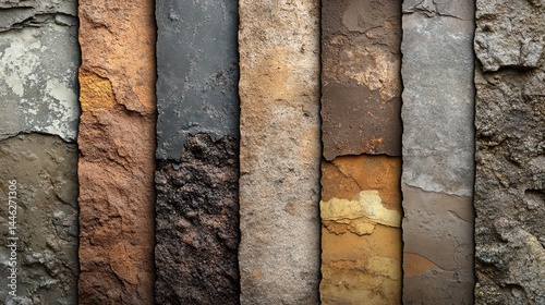 Varied earthen textures displaying a range of natural colors and surface formations