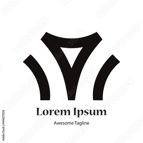 m letter black creative logo design icon