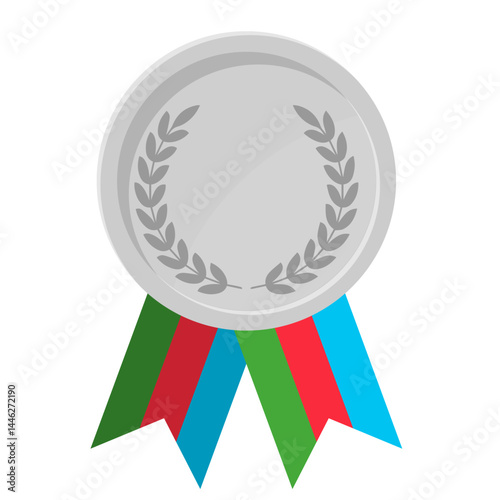 Silver award medal with Azerbaijan flag ribbons for winners