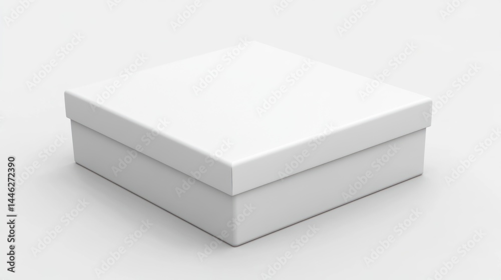 Clean minimal white box with lid on white background Clean minimal white box with lid on white background
