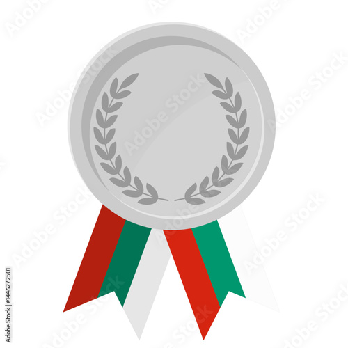 Silver award medal with Bulgaria flag ribbons for winners
