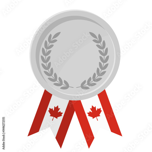 Silver award medal with Canada flag ribbons for winners