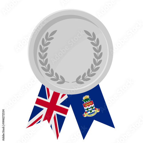 Silver award medal with Cayman Islands flag ribbons for winners