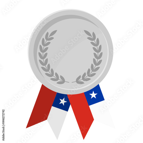 Silver award medal with Chile flag ribbons for winners