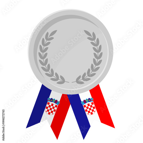 Silver award medal with Croatia flag ribbons for winners
