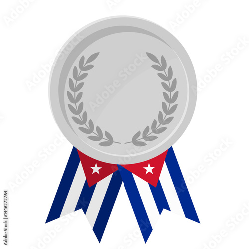 Silver award medal with Cuba flag ribbons for winners
