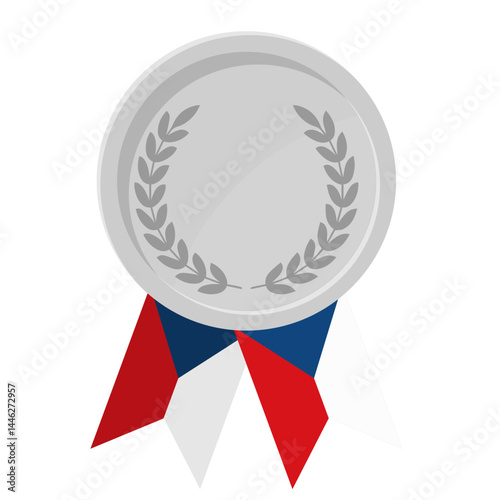Silver award medal with Czechia flag ribbons for winners