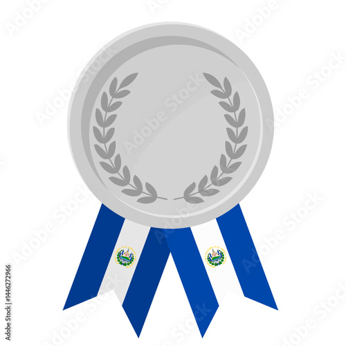 Silver award medal with El Salvador flag ribbons for winners