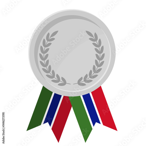 Silver award medal with Gambia flag ribbons for winners