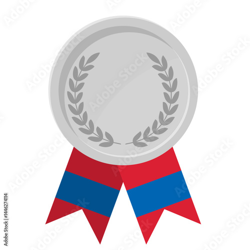 Silver award medal with Mongolia flag ribbons for winners