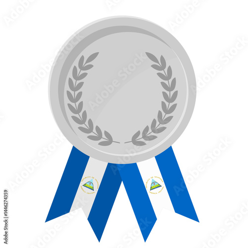 Silver award medal with Nicaragua flag ribbons for winners