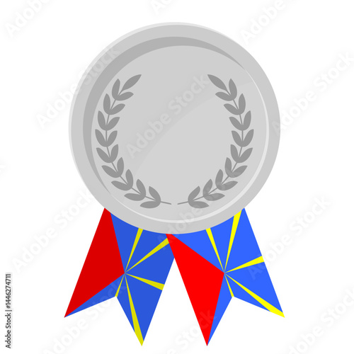 Silver award medal with Reunion flag ribbons for winners
