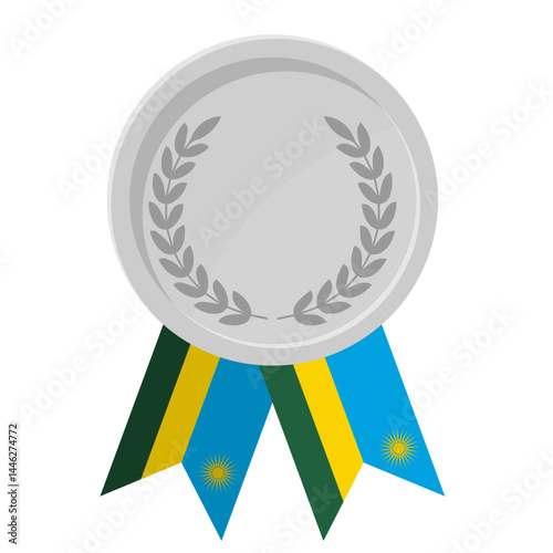 Silver award medal with Rwanda flag ribbons for winners