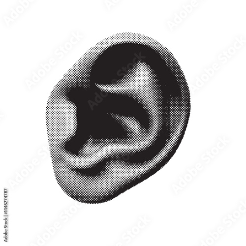 ear halftone grunge vector design element